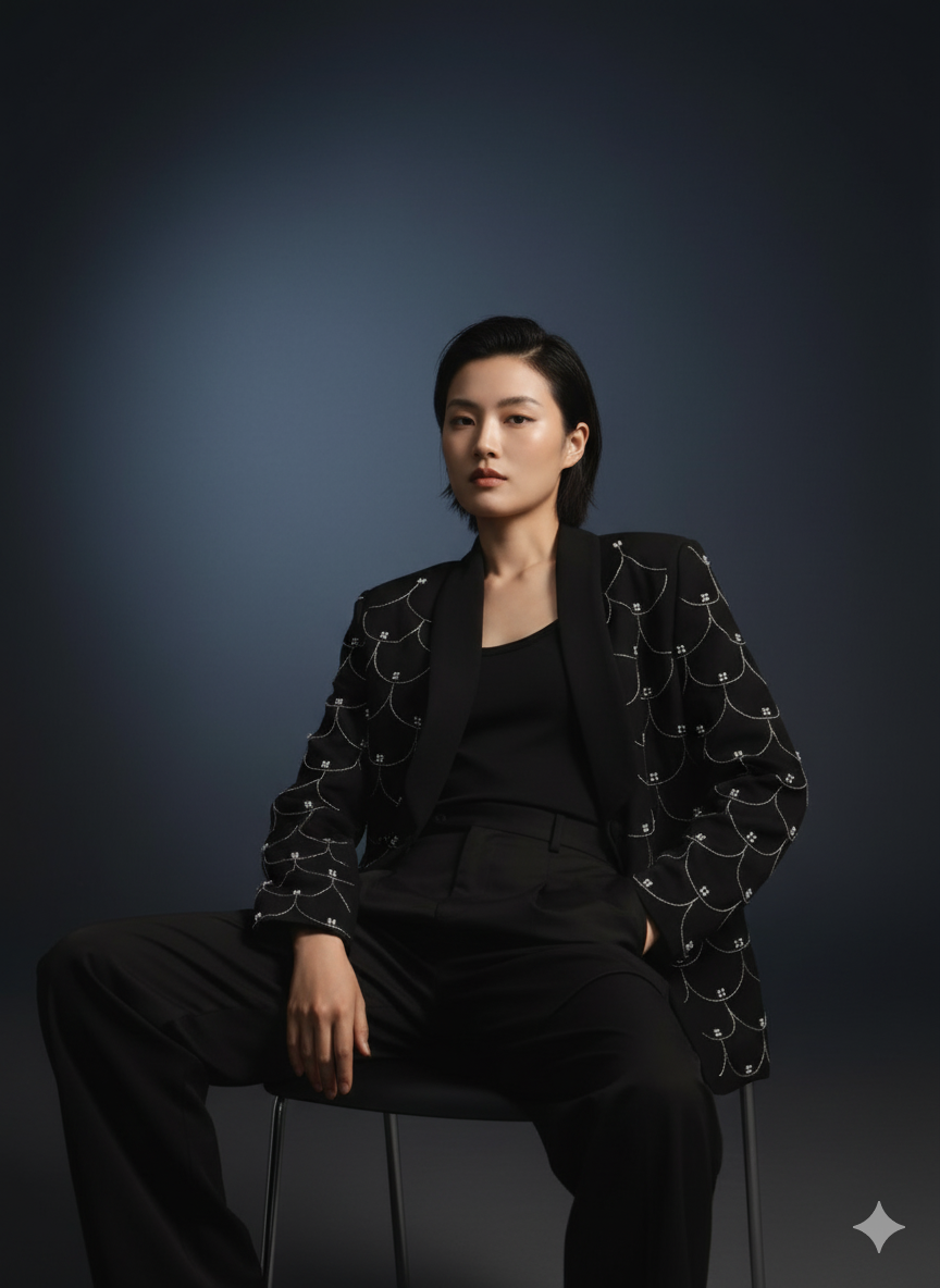 Velora Pearl-Accent Blazer