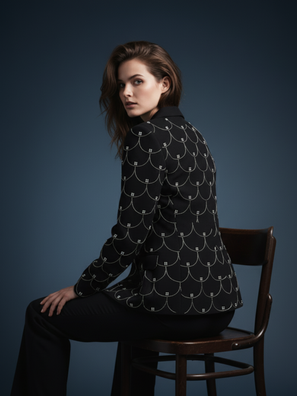 Velora Pearl-Accent Blazer